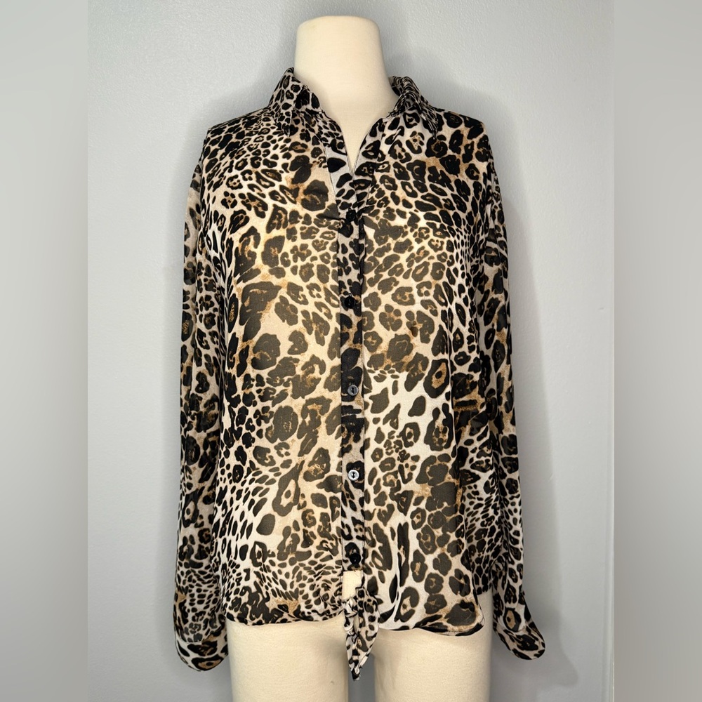 Chico’s Leopard Print Button-Up Blouse